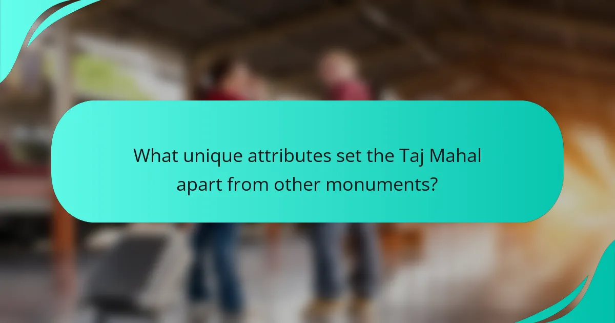What unique attributes set the Taj Mahal apart from other monuments?